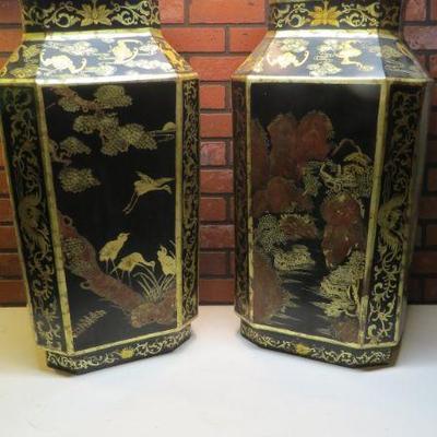 Vintage Asian Lacquered Vases (2) - $150 Pair