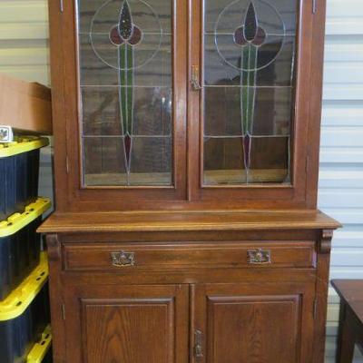 Leaded Glass Hutch - $125