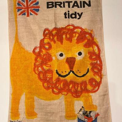 Vintage 1960s Royston Cooper Keep Britain Tidy Tea Towel, Blackstaff Irish Linen
