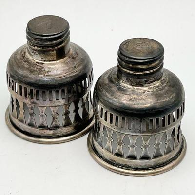 (2) Antique Sterling Silver Hurricane Lamp Inserts
