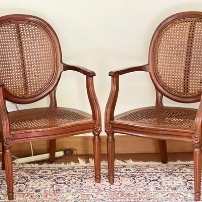 (2) Marlow York PA 1966 Louis XVI Style Cane Chairs
