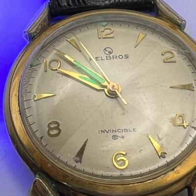 1940's Helbros 10k Gold RGP Watch With Radium Dial
