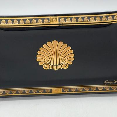 Signed Vintage Georges Briard Tray Neoclassic 22k Gold On Black
