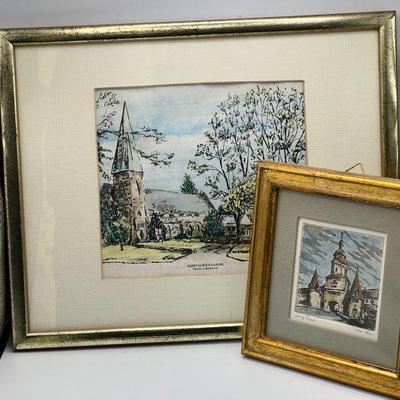 (2) Framed Art: Krems, Austria & St. Lukeâ€™s Parish, Connecticut
