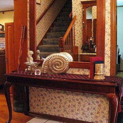 Ornate Carved Detail Console Entry Table / Mission Mirror