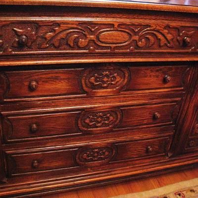 Gorgeous Solid Wood Ornately Carved Buffet