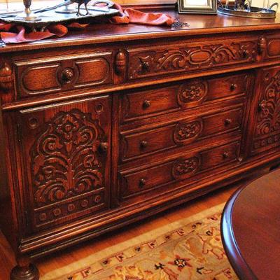 Gorgeous Solid Wood Ornately Carved Buffet