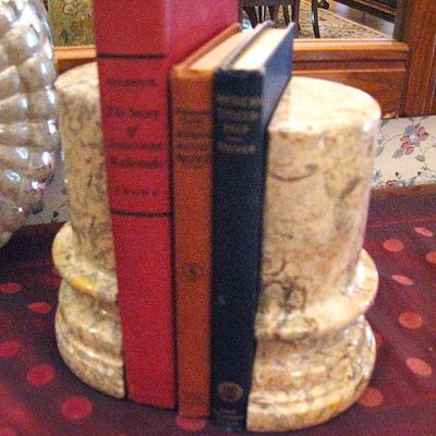 Marble Bookends / Antique Books