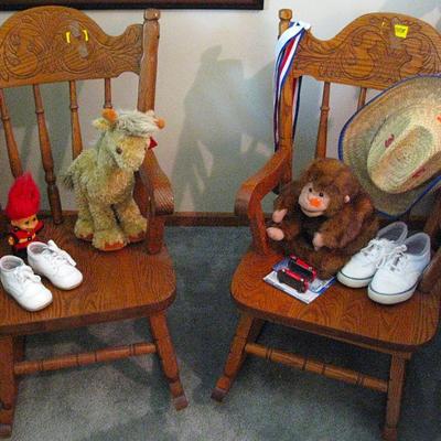 Vintage Children's Wood Rocking Chairs