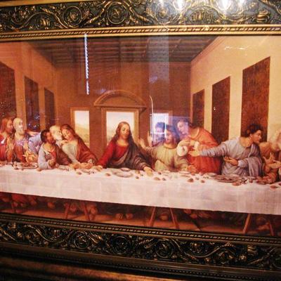 Davinci Reproduction Last Supper Print in Ornate Beautiful Frame