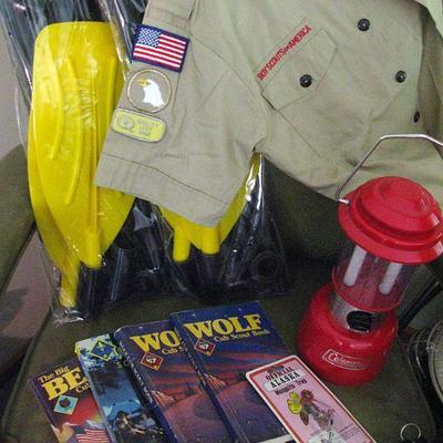 Boat Paddles / Coleman Lantern / Vintage Boy Scout Shirt