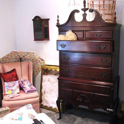 Highboy Dresser, Antique - Solid Mahogany