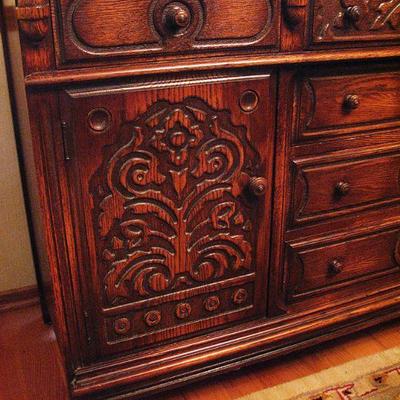 Gorgeous Solid Wood Ornately Carved Buffet