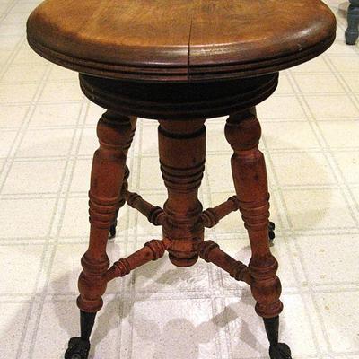 Mahogany Claw Foot Piano Stool