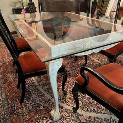 Gorgeous flawless glass table with Chippendale base