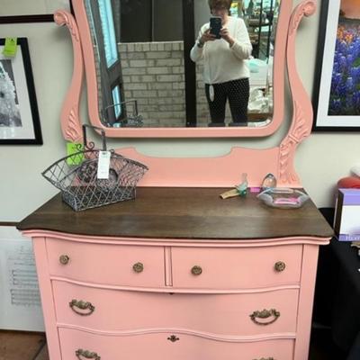In this age of BARBIE, a beautiful hand-painted pink dresser!