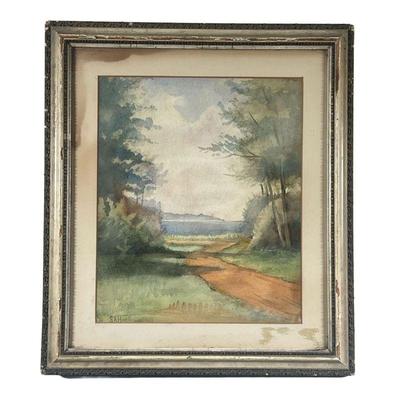 SOLOMON ALEXANDER HART (1806-1881) | road landscape watercolor on paper 12 x 10 in., sight signed S.A. Hart lower left 