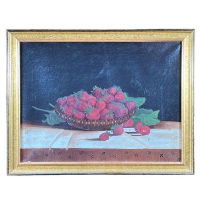 AMERICAN SCHOOL (19TH CENTURY) STILL LIFE | Tabletop still life with berries. Signed 