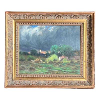 WILLIAM MERRITT POST (1856-1935) | Stormy skies over a farmscape. Oil on canvas 