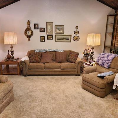 Clayton Marcus Couch and Overstuffed Chair