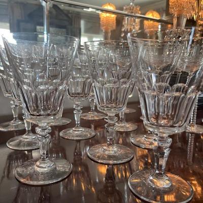 set of 10 vintage Val St Lambert water glasses, marked VSL