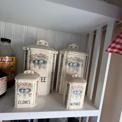 1930s ceramic spice and canister set
