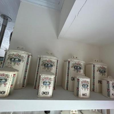 1930s ceramic spice and canister set