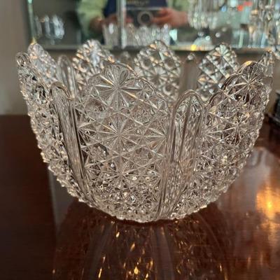 antique Daisy and Button pressed glass, bowls, decanters and cruets