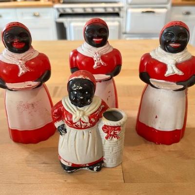 vintage salt and pepper shakers from Aunt Jemima restaurants, black Americana