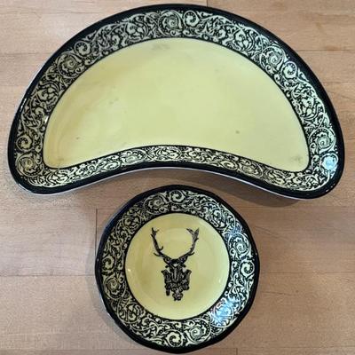 vintage dishes from the Ambassador East in Chicago, Royal Hunt Room, yellow and black
