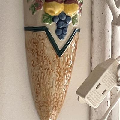 vintage and antique ceramic wall pockets, made in Japan, flowers, birds, dogs, figures