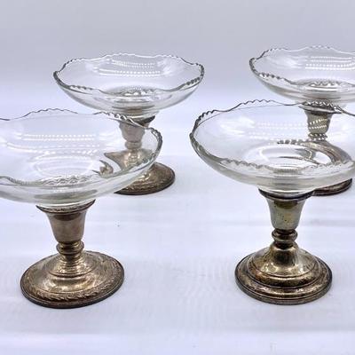 Set of 4 compotes with sterling bases