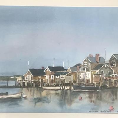 New England coastal watercolor scene, by Newington artist Melanie Stoddard, 18 x 22"