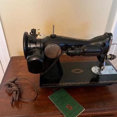 Vintage singer  sewing machine with cabinet, & bench