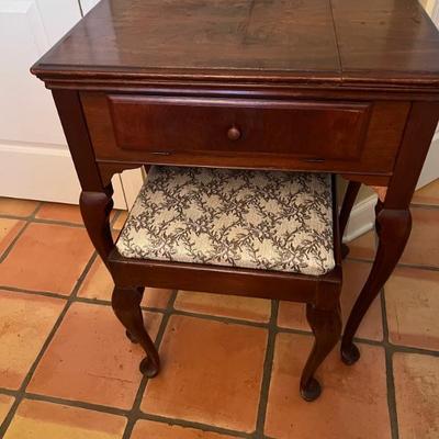 Cabinet, bench & vintage singer sewing machine- machine works  $375