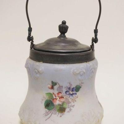 1064	VICTORIAN GLASS BISCUIT JAR, APPROXIMATELY 10 1/2 IN HIGH
