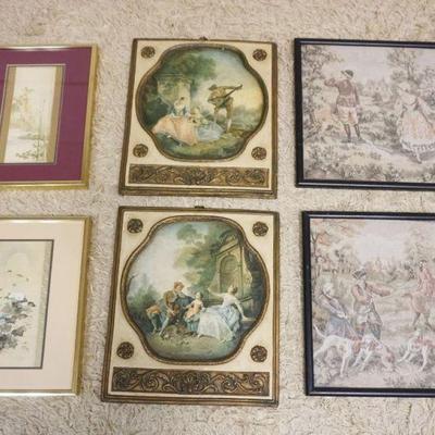 1257	LOT OF ASSORTED DECORATIVE FRAMED PRINTS INCLUDING ASIAN & 2 FRAMED TAPESTRIES, LARGEST APPROXIMATELY 13 IN SQUARE

