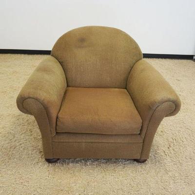 1140	CRATE & BARREL UPHOLSTERED ARMCHAIR, SOME STAINING AT TOP
