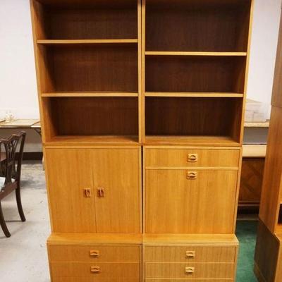 1033	DANISH WALNUT MODULAR WALL UNIT W/HOODED TOP LIGHTING, APPROXIMATELY 48 IN X 16 IN X 78 IN HIGH
