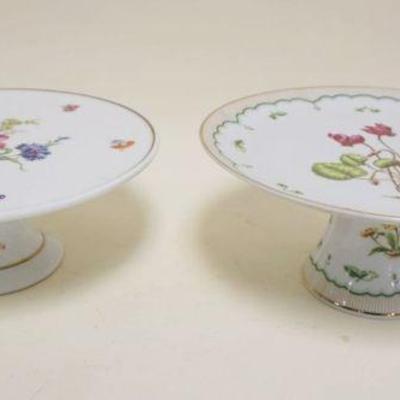 1087	2 CHINA CAKE STANDS, RICHARD GINORI ITALY & VICTORIAN GARDEN, LARGEST APPROXIMATELY 10 1/2 IN X 4 1/2 IN
