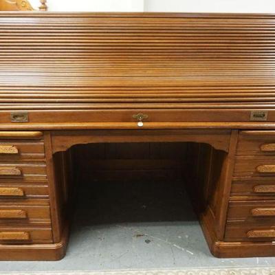 1096	SOLID WALNUT VICTORIAN ROLL TOP DESK W/PANELED SIDES & BACK, APPROXIMATELY 36 IN X 73 IN X 50 IN HIGH
