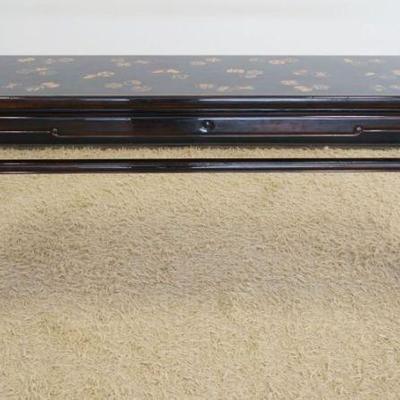 1123	ASIAN STYLE LACQUERED CONSOLE, HALL OR SOFA TABLE, APPROXIMATELY 66 IN X 18 IN X 32 IN HIGH
