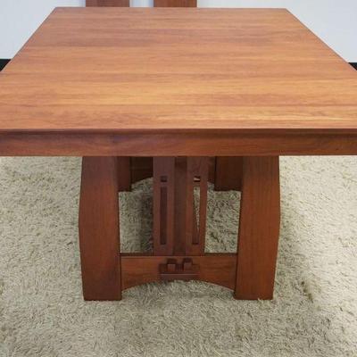 1026	CANAL DOVER MISSION STYLE SOLID CHERRY TABLE W/2 LEAVES, TABLE APPROXIMATELY 60 IN X 42 IN X 30 IN HIGH, LEAVES APPROXIMATELY 12 IN...