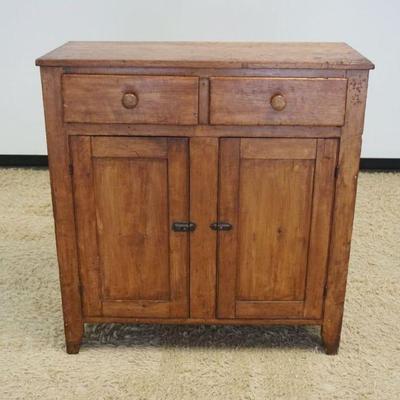 1092	ANTIQUE COUNTRY PINE JAM CUPBOARD, 2 DRAWERS OVER 2 DOORS, APPROXIMATELY 18 IN X 43 IN X 46 IN HIGH
