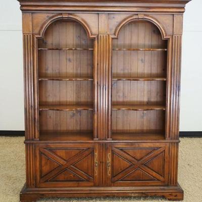 1128	THOMASVILLE PINE BOOKCASE W/REEDED COLUMNS, APPROXIMATELY 65 IN X 15 IN X 78 IN HIGH
