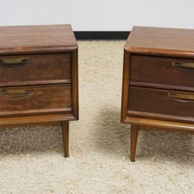 1111	2 MIDCENTURY MODERN NIGHTSTANDS, FINISH WORN, EACH APPROXIMATELY 16 IN X 23 IN X 25 IN HIGH
