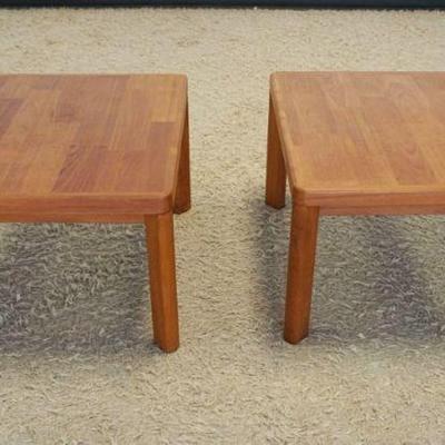 1037	PAIR OF DANISH MODERN END TABLES *HAPPY VIKING FUNRITURE CO*, EACH APPROXIMATELY 30 IN SQUARE X 20 IN HIGH
