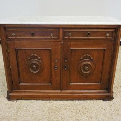 1101	VICTORIAN WALNUT MARBLE TOP SIDEBOARD, 2 DRAWERS OVER 2 DOORS, APPROXIMATELY 50 IN X 19 IN X 36 IN HIGH
