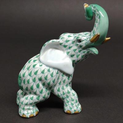 Herend Fishnet Porcelain Elephant Figure
