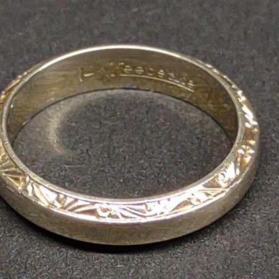 14k White Gold Keepsake Band Ring sz 5.75 (3.82g)